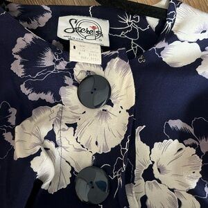 Secrets Navy Floral Dress with Buttons